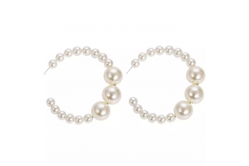 Half Hoop Pearl Earrings